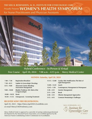 Newswise: The Neil B. Rosenshein, M.D., Institute for Gynecologic Care Presents 9th Annual Women's Health Symposium for Nurse Practitioners and Physician Assistants